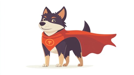 Cute dog superhero with red cape