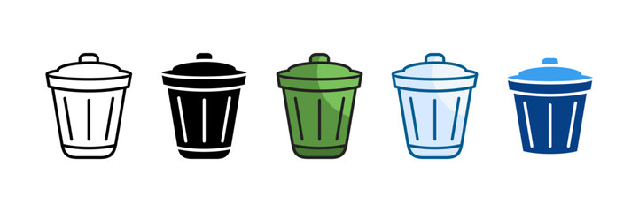 Trash Can Icon Set Multiple Style Collection