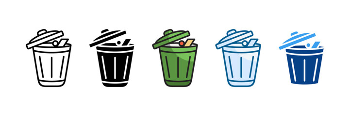 Trash Icon Set Multiple Style Collection