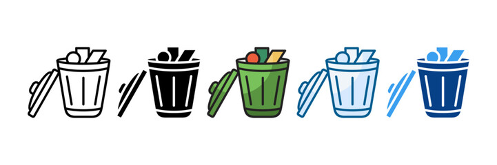 Waste Icon Set Multiple Style Collection