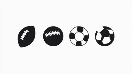 Sport balls icons football, soccer; white background; sports graphic