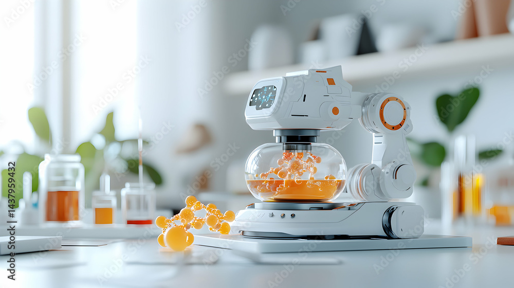 Aufkleber this image depicts futuristic lab equipment examining a substance. it suggests applications in scien