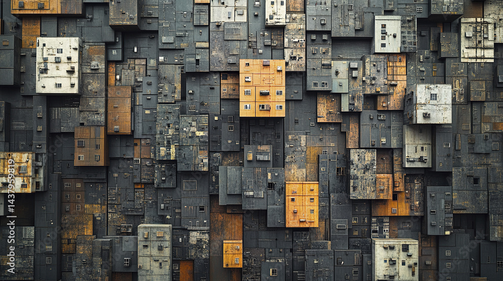 Poster abstract urban texture with mix of dark and light panels, creating unique visual pattern