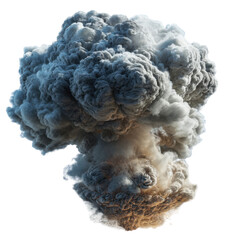 Mushroom cloud explosion isolated on transparent PNG background
