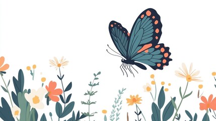 Butterfly in a flower garden