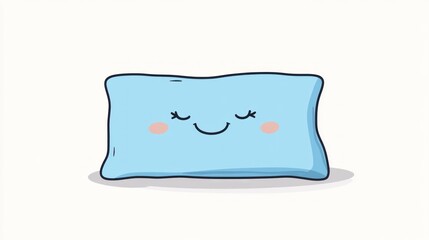 Happy pillow on white background, sleep concept, children's illustration
