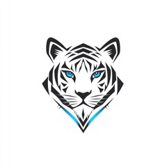 White tiger head, stylized design, isolated,  logo use