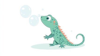 Obraz premium Cute lizard blowing bubbles (1)