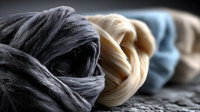 Silvery Woolen Yarn Textures Intertwined in Close-Up &ndash; Tactile Fiber Art Visual for Sustainable Craft Branding