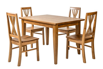 Wooden dining table and four chairs set