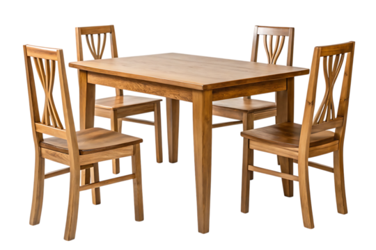 Wooden dining table and four chairs set