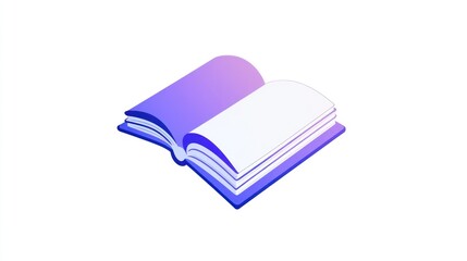 Isometric open book with blank pages on a white background for education design