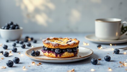 Delicious blueberry dessert creation kitchen food photography cozy environment close-up culinary art