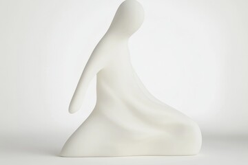 Abstract, sculpted figure, flowing robes, minimalist, elegant, serene