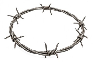 Barbed wire circle isolated on white background