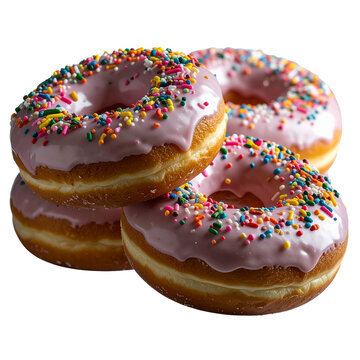 Top view of chocolate glazed donut, highly detailed texture, PNG