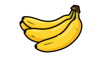Vibrant Illustration: A luscious bunch of ripe bananas with smooth yellow skin and dark brown tips against a black background.