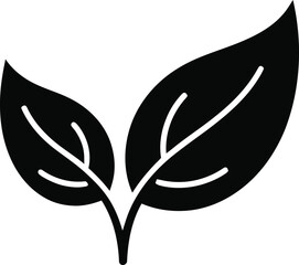 Obraz premium Two leaves sprout black and white minimalist vector illustration for nature and ecology concepts