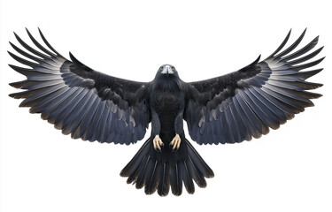 Fototapeta premium Bald eagle flying with spread wings, isolated on a white background. [Photograph, PNG format, bird, eagle, flight,