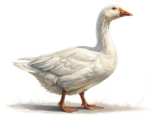 Obraz premium White domestic goose isolated on transparent with white background 