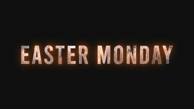 Easter monday neon textures banner for live streams on black transparent background. Futuristic glow running through the path of easter monday. Loop animation for easter monday stream overlays screen.