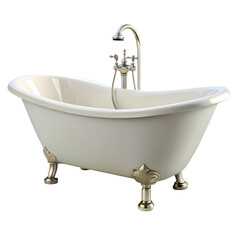 Classic Clawfoot Bathtub isolated on transparent background