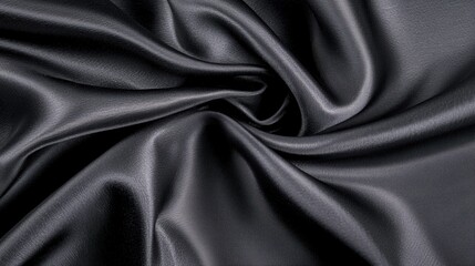 A close-up image of a black satin fabric with a smooth, shiny texture.