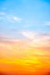 Beautiful , luxury soft gradient orange gold clouds and sunlight on the blue sky perfect for the background, take in evening,Twilight, Large size, high definition landscape photo