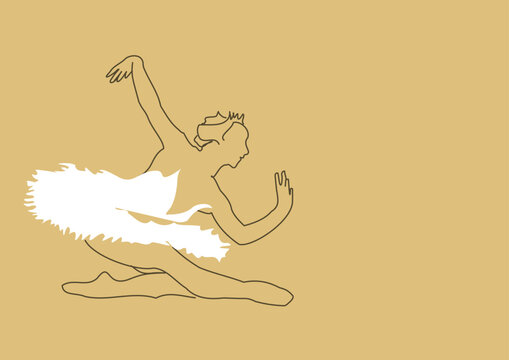 ballerina in white tutu, line art clip art preview