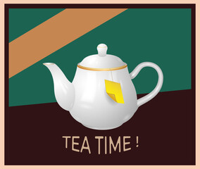 Vector icon, tea time, sticker, banner, poster