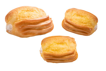 Sweet eclairs isolated on a white background.