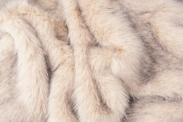 Texture of faux fur as a background, top view.