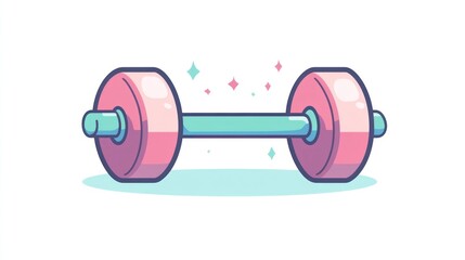 Obraz premium Pink dumbbell weights, fitness exercise, gym workout, light background, health icon