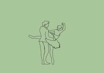 Line art of a couple of dancers of ballet