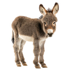 Fototapeta premium Adorable young donkey isolated on transparent PNG background