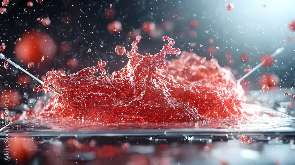 Aufkleber a vibrant abstract image showing liquid splashing. could be used for scientific visualizations or ar