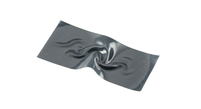 Close up of a wrinkled and slightly torn piece of gray duct tape on a black background space 94  transparent background, white background. isolated on transparent background, png, jpeg, jpg,