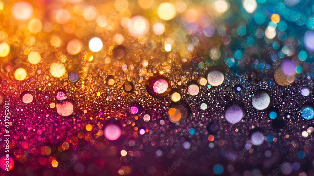 Poster abstract colorful bokeh background with vibrant shiny gradient sparkling water droplets texture fest