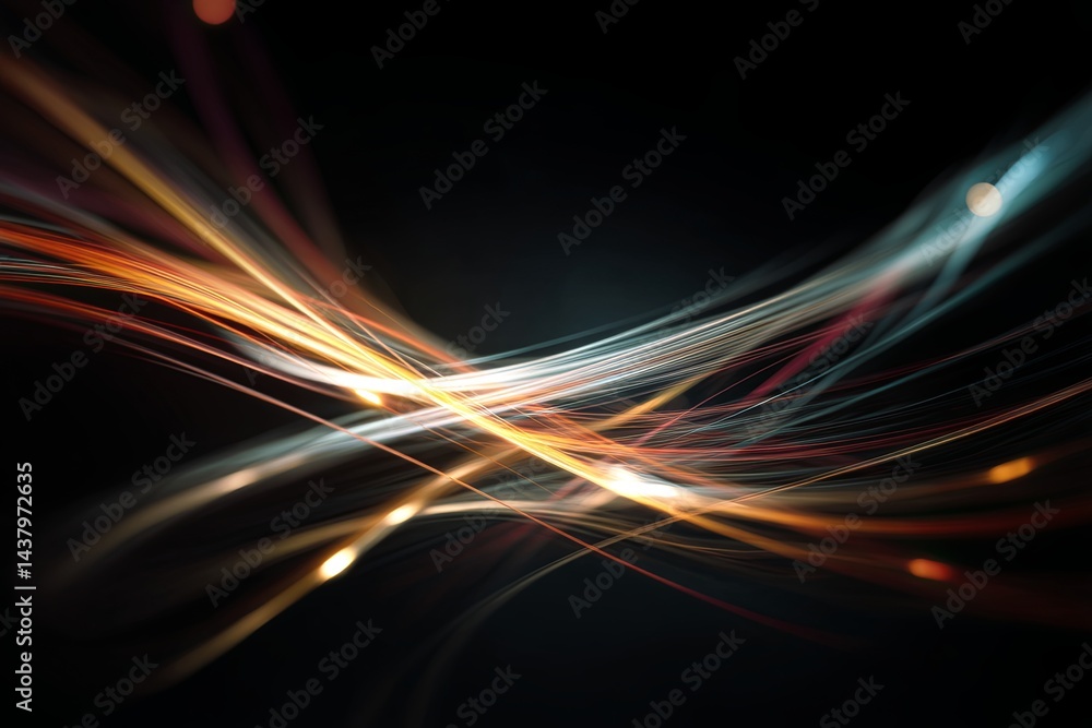 Aufkleber abstract digital art with vibrant lines and luminous streaks creating a sense of motion and energy o