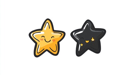 Obraz premium Cute cartoon stars, smiling, white background, children's illustration