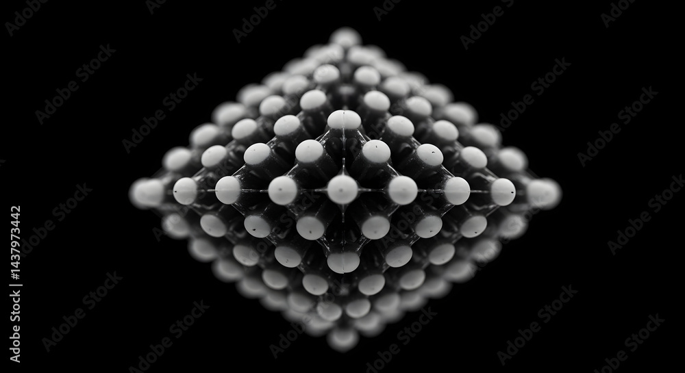 Aufkleber Complex Matrix Structure With Spherical Elements on Black Background