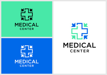 medical logo vector, medical cross gathering point icon logo.