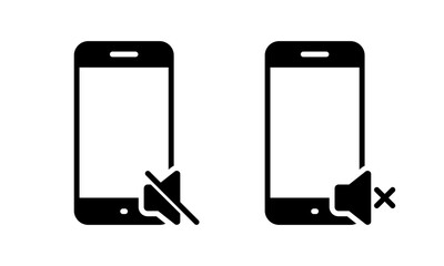 Silent mode phone icon. Mute speaker smartphone sign symbol