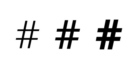 Hashtag icon set in generic design. Social media keyword sign symbol
