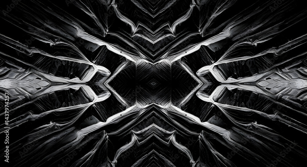 Leinwandbilder monochrome abstraction: dynamic symmetrical pattern with striking visual depth
