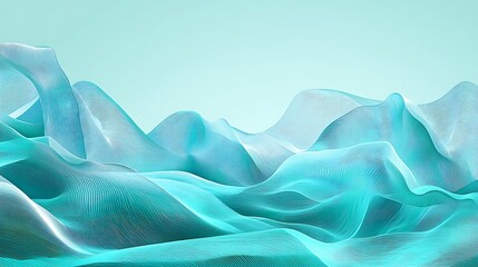 Obraz premium Teal Fabric Waves Abstract Background.