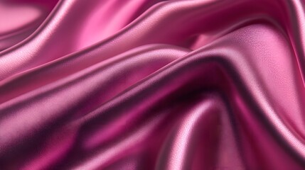 Fototapeta premium Close-up view of folds and ripples in vibrant pink silk fabric.