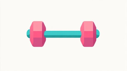 Obraz premium Pink dumbbell isolated, fitness icon, workout, gym, exercise