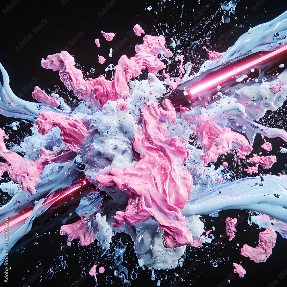 Poster abstract explosion of colors and textures. ideal for artistic visuals or promotional materials. use 
