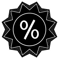 Discount Percentage Icon - Sale Offer Badge with Starburst Design
